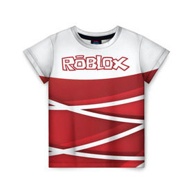 Детская футболка 3D с принтом Роблокс в Екатеринбурге, 100% гипоаллергенный полиэфир | прямой крой, круглый вырез горловины, длина до линии бедер, чуть спущенное плечо, ткань немного тянется | dynablocks | roblox | robux | белый | блоки | вселенная | герои | красный | кубики | роблокс | симулятор