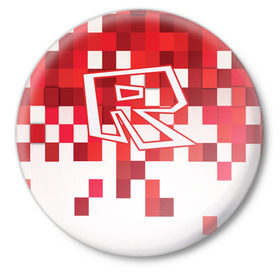 Значок с принтом Roblox в Екатеринбурге,  металл | круглая форма, металлическая застежка в виде булавки | Тематика изображения на принте: dynablocks | roblox | robux | белый | блоки | вселенная | герои | красный | кубики | роблокс | симулятор