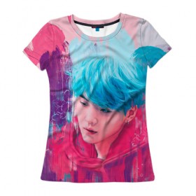 Женская футболка 3D с принтом BTS (Colors) в Екатеринбурге, 100% полиэфир ( синтетическое хлопкоподобное полотно) | прямой крой, круглый вырез горловины, длина до линии бедер | bangtan | bangtan boys | boys | bts | color | japan | kim | rap | бтс | ким | корея | песня