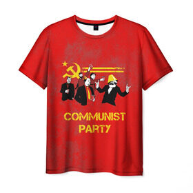 Мужская футболка 3D с принтом Communist party в Екатеринбурге, 100% полиэфир | прямой крой, круглый вырез горловины, длина до линии бедер | Тематика изображения на принте: вечеринка | звезда | кастро | коммунизм | коммунист | коммунистическая | ленин | мао | маркс | молот | партия | рауль | серп | сталин | тусовка | ульянов | фидель | цзиньпин | цзэдун | энгельс