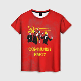 Женская футболка 3D с принтом Communist party в Екатеринбурге, 100% полиэфир ( синтетическое хлопкоподобное полотно) | прямой крой, круглый вырез горловины, длина до линии бедер | вечеринка | звезда | кастро | коммунизм | коммунист | коммунистическая | ленин | мао | маркс | молот | партия | рауль | серп | сталин | тусовка | ульянов | фидель | цзиньпин | цзэдун | энгельс