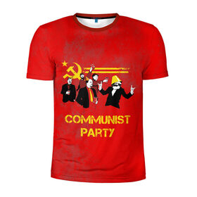 Мужская футболка 3D спортивная с принтом Communist party в Екатеринбурге, 100% полиэстер с улучшенными характеристиками | приталенный силуэт, круглая горловина, широкие плечи, сужается к линии бедра | вечеринка | звезда | кастро | коммунизм | коммунист | коммунистическая | ленин | мао | маркс | молот | партия | рауль | серп | сталин | тусовка | ульянов | фидель | цзиньпин | цзэдун | энгельс