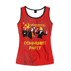 Женская майка 3D с принтом Communist party в Екатеринбурге, 100% полиэстер | круглая горловина, прямой силуэт, длина до линии бедра | вечеринка | звезда | кастро | коммунизм | коммунист | коммунистическая | ленин | мао | маркс | молот | партия | рауль | серп | сталин | тусовка | ульянов | фидель | цзиньпин | цзэдун | энгельс
