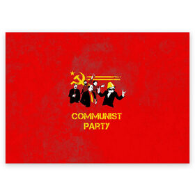 Поздравительная открытка с принтом Communist party в Екатеринбурге, 100% бумага | плотность бумаги 280 г/м2, матовая, на обратной стороне линовка и место для марки
 | вечеринка | звезда | кастро | коммунизм | коммунист | коммунистическая | ленин | мао | маркс | молот | партия | рауль | серп | сталин | тусовка | ульянов | фидель | цзиньпин | цзэдун | энгельс
