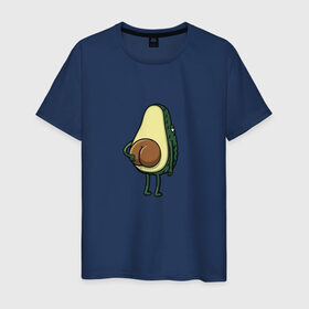 Мужская футболка хлопок с принтом Авокадо в Екатеринбурге, 100% хлопок | прямой крой, круглый вырез горловины, длина до линии бедер, слегка спущенное плечо. | косточка | овощ | попка | фрукт