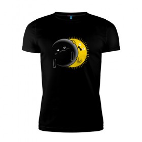 Мужская футболка премиум с принтом Солнечное Затмение в Екатеринбурге, 92% хлопок, 8% лайкра | приталенный силуэт, круглый вырез ворота, длина до линии бедра, короткий рукав | звезды | космос | луна | планета | солнце