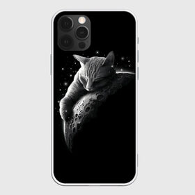 Чехол для iPhone 12 Pro Max с принтом Спящий Кот на Луне в Екатеринбурге, Силикон |  | Тематика изображения на принте: вселенная | звезды | космос | котейка | котенок | котэ | котя | лапочка | луна | милый | мимими | ночь | прелесть | сон | спутник