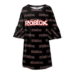 Детское платье 3D с принтом Roblox в Екатеринбурге, 100% полиэстер | прямой силуэт, чуть расширенный к низу. Круглая горловина, на рукавах — воланы | game | gamer | roblox | игры | логотип | роблокс