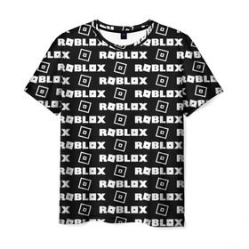 Мужская футболка 3D с принтом ROBLOX в Екатеринбурге, 100% полиэфир | прямой крой, круглый вырез горловины, длина до линии бедер | Тематика изображения на принте: game | gamer | logo | roblox | игры | логотип | роблокс