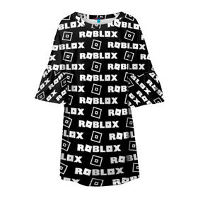 Детское платье 3D с принтом ROBLOX в Екатеринбурге, 100% полиэстер | прямой силуэт, чуть расширенный к низу. Круглая горловина, на рукавах — воланы | game | gamer | logo | roblox | игры | логотип | роблокс