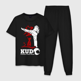 Мужская пижама хлопок с принтом Kudo в Екатеринбурге, 100% хлопок | брюки и футболка прямого кроя, без карманов, на брюках мягкая резинка на поясе и по низу штанин
 | борьба | единоборства | кудо | спорт
