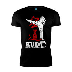 Мужская футболка премиум с принтом Kudo в Екатеринбурге, 92% хлопок, 8% лайкра | приталенный силуэт, круглый вырез ворота, длина до линии бедра, короткий рукав | борьба | единоборства | кудо | спорт