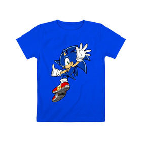 Детская футболка хлопок с принтом Sonic в Екатеринбурге, 100% хлопок | круглый вырез горловины, полуприлегающий силуэт, длина до линии бедер | Тематика изображения на принте: sonic | соник
