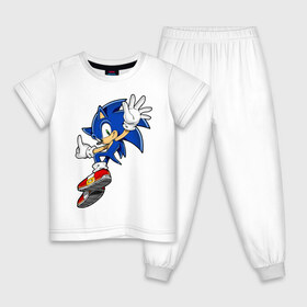 Детская пижама хлопок с принтом Sonic в Екатеринбурге, 100% хлопок |  брюки и футболка прямого кроя, без карманов, на брюках мягкая резинка на поясе и по низу штанин
 | sonic | соник