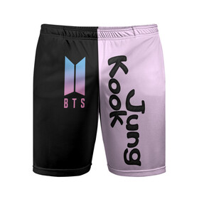 Мужские шорты 3D спортивные с принтом BTS Jung Kook в Екатеринбурге,  |  | bts | jung kook | бтс | группа | корейская | музыка | розовый | цветы | черный