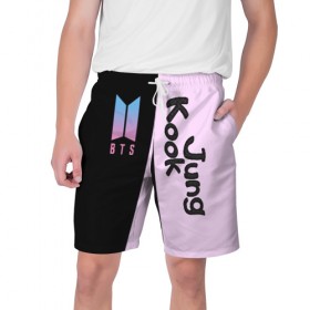 Мужские шорты 3D с принтом BTS Jung Kook в Екатеринбурге,  полиэстер 100% | прямой крой, два кармана без застежек по бокам. Мягкая трикотажная резинка на поясе, внутри которой широкие завязки. Длина чуть выше колен | bts | jung kook | бтс | группа | корейская | музыка | розовый | цветы | черный