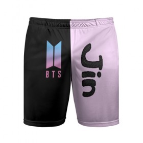 Мужские шорты 3D спортивные с принтом BTS Jin в Екатеринбурге,  |  | bts | jin | бтс | группа | корейская | музыка | розовый | цветы | черный