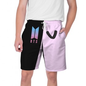 Мужские шорты 3D с принтом BTS V в Екатеринбурге,  полиэстер 100% | прямой крой, два кармана без застежек по бокам. Мягкая трикотажная резинка на поясе, внутри которой широкие завязки. Длина чуть выше колен | bts | бтс | группа | корейская | музыка | розовый | цветы | черный