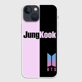 Чехол для iPhone 13 mini с принтом BTS Jung Kook в Екатеринбурге,  |  | bts | jung kook | бтс | группа | корейская | музыка | розовый | цветы | черный