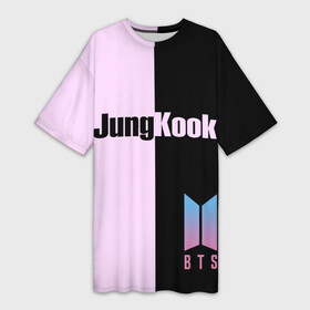 Платье-футболка 3D с принтом BTS Jung Kook в Екатеринбурге,  |  | Тематика изображения на принте: bts | jung kook | бтс | группа | корейская | музыка | розовый | цветы | черный