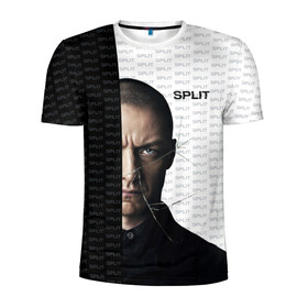 Мужская футболка 3D спортивная с принтом Сплит в Екатеринбурге, 100% полиэстер с улучшенными характеристиками | приталенный силуэт, круглая горловина, широкие плечи, сужается к линии бедра | split | кино | макэвой | неуязвимый | сплит | стекло | триллер | фильм | шьямалан
