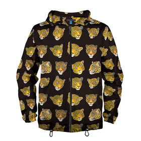 Мужская ветровка 3D с принтом Леопарды в Екатеринбурге, 100% полиэстер | подол и капюшон оформлены резинкой с фиксаторами, два кармана без застежек по бокам, один потайной карман на груди | Тематика изображения на принте: animal | big | cat | cats | leopard | nature | pattern | predator | wild | дикий | животное | кошка | кошки | леопард | леопарды | паттерн | природа | узор | хищник | хищники