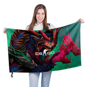 Флаг 3D с принтом CS GO hyper beast skin в Екатеринбурге, 100% полиэстер | плотность ткани — 95 г/м2, размер — 67 х 109 см. Принт наносится с одной стороны | beast | counterstike | csgo | hyper | hyperbeast | m4a1s | steam | винтовка | контра | кс | ксго | шмотки