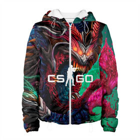 Женская куртка 3D с принтом CS GO hyper beast skin в Екатеринбурге, ткань верха — 100% полиэстер, подклад — флис | прямой крой, подол и капюшон оформлены резинкой с фиксаторами, два кармана без застежек по бокам, один большой потайной карман на груди. Карман на груди застегивается на липучку | beast | counterstike | csgo | hyper | hyperbeast | m4a1s | steam | винтовка | контра | кс | ксго | шмотки