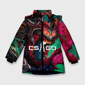 Зимняя куртка для девочек 3D с принтом CS GO hyper beast skin в Екатеринбурге, ткань верха — 100% полиэстер; подклад — 100% полиэстер, утеплитель — 100% полиэстер. | длина ниже бедра, удлиненная спинка, воротник стойка и отстегивающийся капюшон. Есть боковые карманы с листочкой на кнопках, утяжки по низу изделия и внутренний карман на молнии. 

Предусмотрены светоотражающий принт на спинке, радужный светоотражающий элемент на пуллере молнии и на резинке для утяжки. | beast | counterstike | csgo | hyper | hyperbeast | m4a1s | steam | винтовка | контра | кс | ксго | шмотки