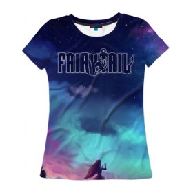 Женская футболка 3D с принтом Fairy Tail в Екатеринбурге, 100% полиэфир ( синтетическое хлопкоподобное полотно) | прямой крой, круглый вырез горловины, длина до линии бедер | fairy | tail | драгнил | дракон | зереф | люси | маг | манга | нацу | феникс | фиор | хартфилия | хвост феи | хэппи