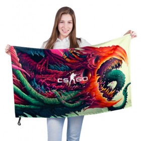 Флаг 3D с принтом CS GO hyper beast skin в Екатеринбурге, 100% полиэстер | плотность ткани — 95 г/м2, размер — 67 х 109 см. Принт наносится с одной стороны | beast | counterstike | csgo | hyper | hyperbeast | m4a1s | steam | винтовка | контра | кс | ксго | шмотки