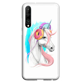 Чехол для Honor P30 с принтом Music Unicorn Art в Екатеринбурге, Силикон | Область печати: задняя сторона чехла, без боковых панелей | волшебный | единорог | единорожик | единорожка | магия | музыка | пончик | пончики