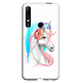 Чехол для Honor P Smart Z с принтом Music Unicorn Art в Екатеринбурге, Силикон | Область печати: задняя сторона чехла, без боковых панелей | Тематика изображения на принте: волшебный | единорог | единорожик | единорожка | магия | музыка | пончик | пончики