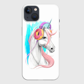 Чехол для iPhone 13 с принтом Music Unicorn Art в Екатеринбурге,  |  | Тематика изображения на принте: волшебный | единорог | единорожик | единорожка | магия | музыка | пончик | пончики