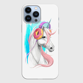 Чехол для iPhone 13 Pro Max с принтом Music Unicorn Art в Екатеринбурге,  |  | волшебный | единорог | единорожик | единорожка | магия | музыка | пончик | пончики