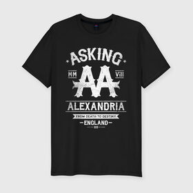 Мужская футболка премиум с принтом Asking Alexandria в Екатеринбурге, 92% хлопок, 8% лайкра | приталенный силуэт, круглый вырез ворота, длина до линии бедра, короткий рукав | Тематика изображения на принте: asking alexandria | аскинг александриа | группы | метал | музыка | рок | хэви метал | электроникор