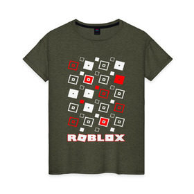 Женская футболка хлопок с принтом ROBLOX в Екатеринбурге, 100% хлопок | прямой крой, круглый вырез горловины, длина до линии бедер, слегка спущенное плечо | game | gamer | logo | roblox | игры | логотип | роблокс