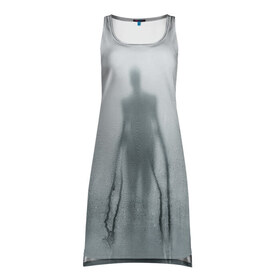 Платье-майка 3D с принтом Slender в Екатеринбурге, 100% полиэстер | полуприлегающий силуэт, широкие бретели, круглый вырез горловины, удлиненный подол сзади. | slender | slenderman | кино | слендер | слендр | слэндр | тонкий | тощий | ужасы