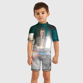 Детский купальный костюм 3D с принтом Elon Musk Thinker (Илон Маск) в Екатеринбурге, Полиэстер 85%, Спандекс 15% | застежка на молнии на спине | elon musk | space | space x | tesla | дым | илон маск | инопланетяне | космос | личность | мыслитель | облака | планета | ракета | спейс | тесла | философ | шаттл