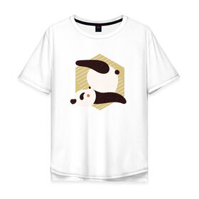 Мужская футболка хлопок Oversize с принтом Панда Йога в Екатеринбурге, 100% хлопок | свободный крой, круглый ворот, “спинка” длиннее передней части | Тематика изображения на принте: panda | yoga | йога | панда | панды | фитнес