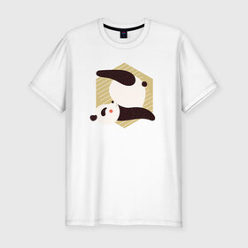 Мужская футболка хлопок Slim с принтом Панда Йога в Екатеринбурге, 92% хлопок, 8% лайкра | приталенный силуэт, круглый вырез ворота, длина до линии бедра, короткий рукав | Тематика изображения на принте: panda | yoga | йога | панда | панды | фитнес
