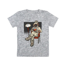 Детская футболка хлопок с принтом Дайвер Steampunk в Екатеринбурге, 100% хлопок | круглый вырез горловины, полуприлегающий силуэт, длина до линии бедер | diver | steampunk | дайвер | книга | книги | медуза | стим панк | стимпанк | читает