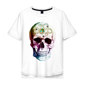 Мужская футболка хлопок Oversize с принтом Йорик был умный в Екатеринбурге, 100% хлопок | свободный крой, круглый ворот, “спинка” длиннее передней части | science | skull | бедный йорик | череп