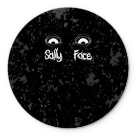 Коврик круглый с принтом SALLY FACE Eyes в Екатеринбурге, резина и полиэстер | круглая форма, изображение наносится на всю лицевую часть | Тематика изображения на принте: blue | face | fisher | game | games | gizmo | hair | larry | mask | sally | волосы | гизмо | голубые | игра | игры | ларри | маска | протез | сали | салли | синие | синий | триллер | ужасы | фейс | фишер | фэйс | хоррор