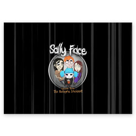 Поздравительная открытка с принтом Sally Face Episode Three в Екатеринбурге, 100% бумага | плотность бумаги 280 г/м2, матовая, на обратной стороне линовка и место для марки
 | blue | face | fisher | game | games | gizmo | hair | larry | mask | sally | волосы | гизмо | голубые | игра | игры | ларри | маска | протез | сали | салли | синие | синий | триллер | ужасы | фейс | фишер | фэйс | хоррор