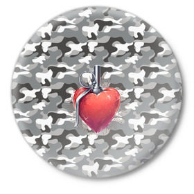 Значок с принтом Граната в виде сердца в Екатеринбурге,  металл | круглая форма, металлическая застежка в виде булавки | 