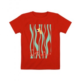 Детская футболка хлопок с принтом Золотая рыбка в Екатеринбурге, 100% хлопок | круглый вырез горловины, полуприлегающий силуэт, длина до линии бедер | золотая рыба | золотая рыбка | рыба | рыбка