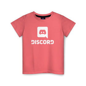 Детская футболка хлопок с принтом Discord в Екатеринбурге, 100% хлопок | круглый вырез горловины, полуприлегающий силуэт, длина до линии бедер | Тематика изображения на принте: voip | дискорд | игры | мессенджер | связь | скайп
