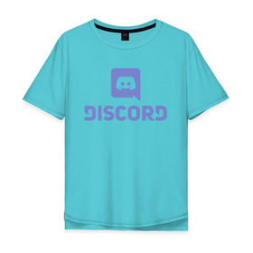 Мужская футболка хлопок Oversize с принтом Discord в Екатеринбурге, 100% хлопок | свободный крой, круглый ворот, “спинка” длиннее передней части | дискорд | игры | связь | скайп