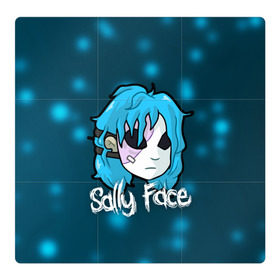 Магнитный плакат 3Х3 с принтом Sally Face в Екатеринбурге, Полимерный материал с магнитным слоем | 9 деталей размером 9*9 см | blue | face | fisher | game | games | gizmo | hair | larry | mask | sally | волосы | гизмо | голубые | игра | игры | ларри | маска | протез | сали | салли | синие | синий | триллер | ужасы | фейс | фишер | фэйс | хоррор